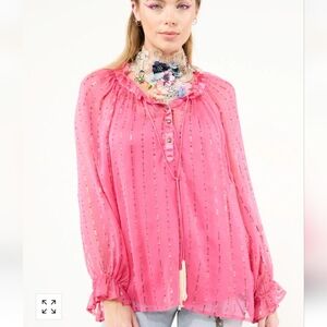Aratta Maven Pink Blouse with Gold Details